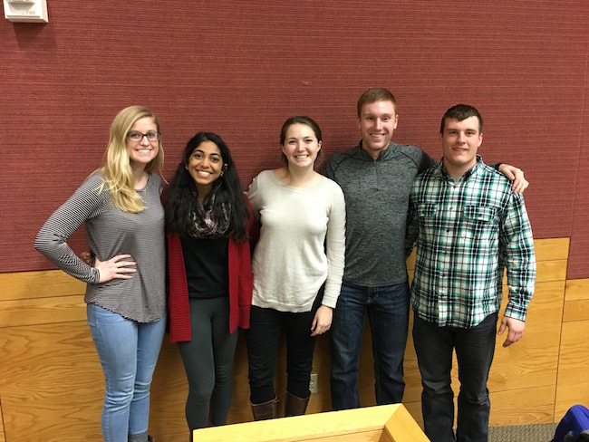 Team members from left to right: Rebecca Alcock, Dhyuti Ramadas, Makayla Kiersten, Cody Kairis, Tyler Davis