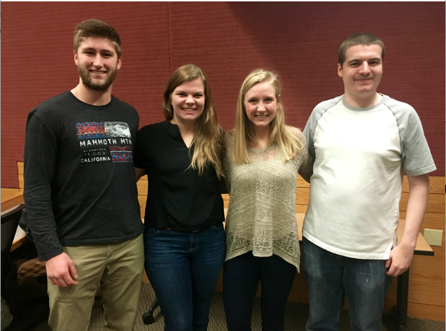Team members from left to right: Andrew Fugate, Ellen Restyanszki, Therese Besser, Albert Anderson