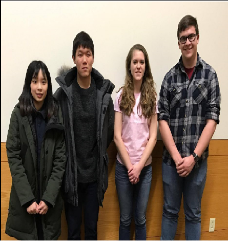 Team members from left to right: Candice Tang, He Chang Kang, Madelyn Goedland, Greg Wolf