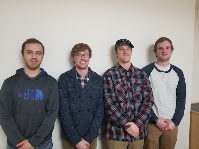 Team members from left to right: Thomas Eithun, Nicholas Maurer, Bret Mcnamara, Brody Harstad
