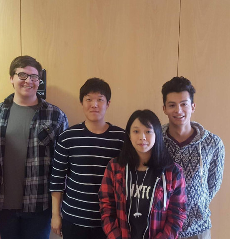 Team members from left to right: Greg Wolf,He Chang Kang,Candice Tang, Alex Smith