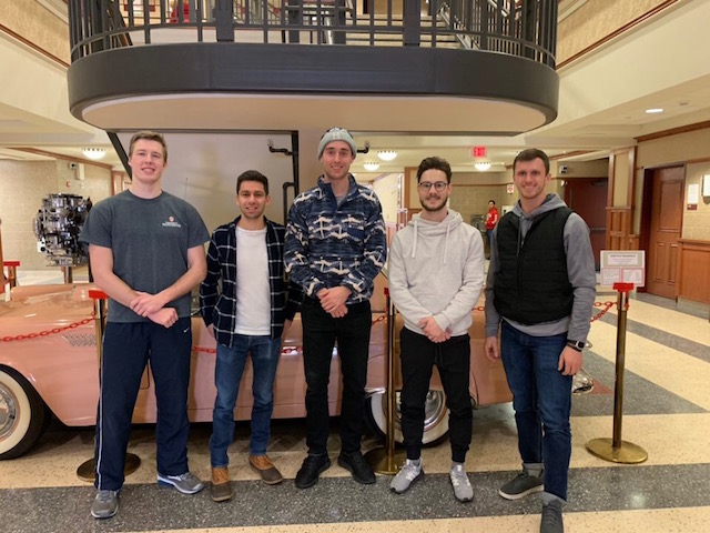 Team members from left to right: Sam Simon, Mark Nyaeme, Tom Geissler, Josiah Wolf, Mitchell Glodowski