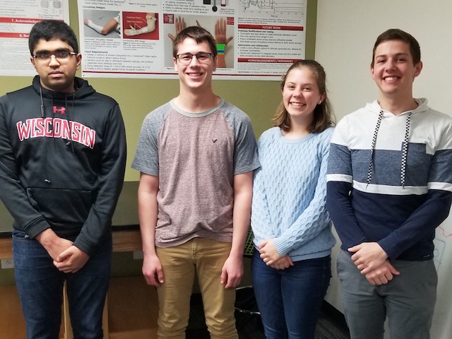 Team members from left to right: Saketh Challa, Josh Zembles, Sara Wagers, Caleb Heerts