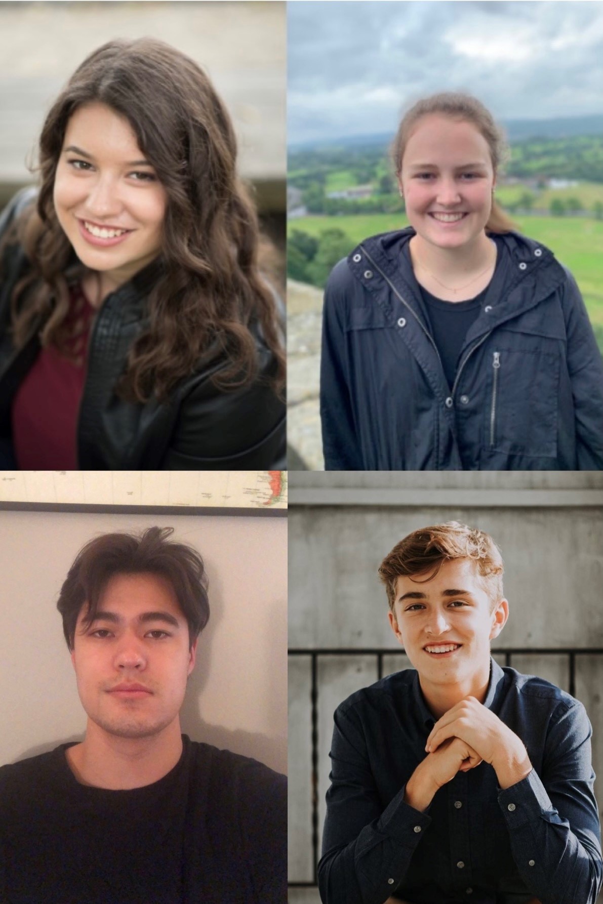 Top Row Left to Right: Danielle Lefko, Emmalina Groves. Bottom Row: Matthew Suzuki, Logan Hoffman.