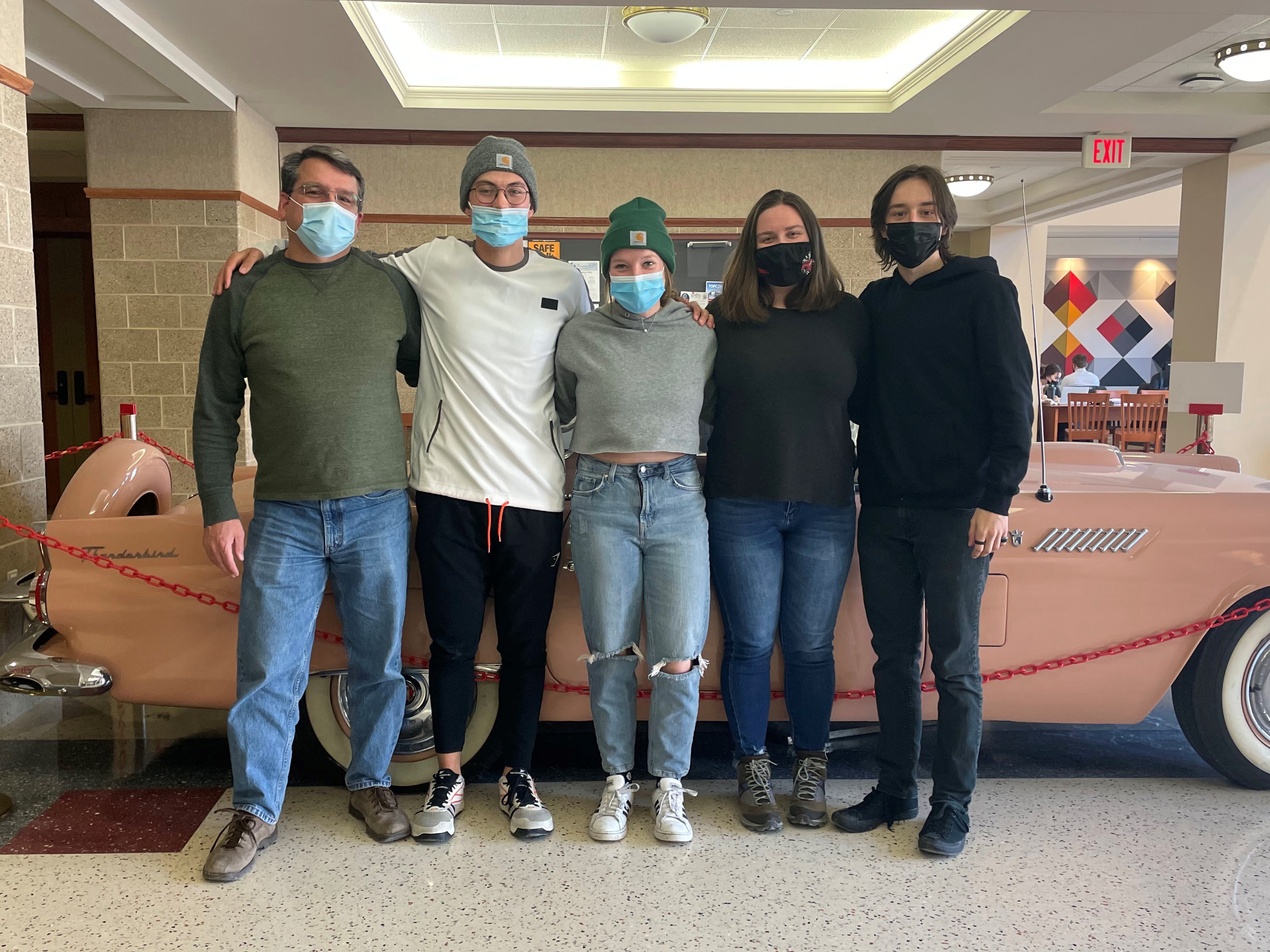 Team Photo. Left to Right: Michael De Cicco (Advisor), Ben Armstrong, Cate Fitzgerald, Emma Neuman, George Halunen