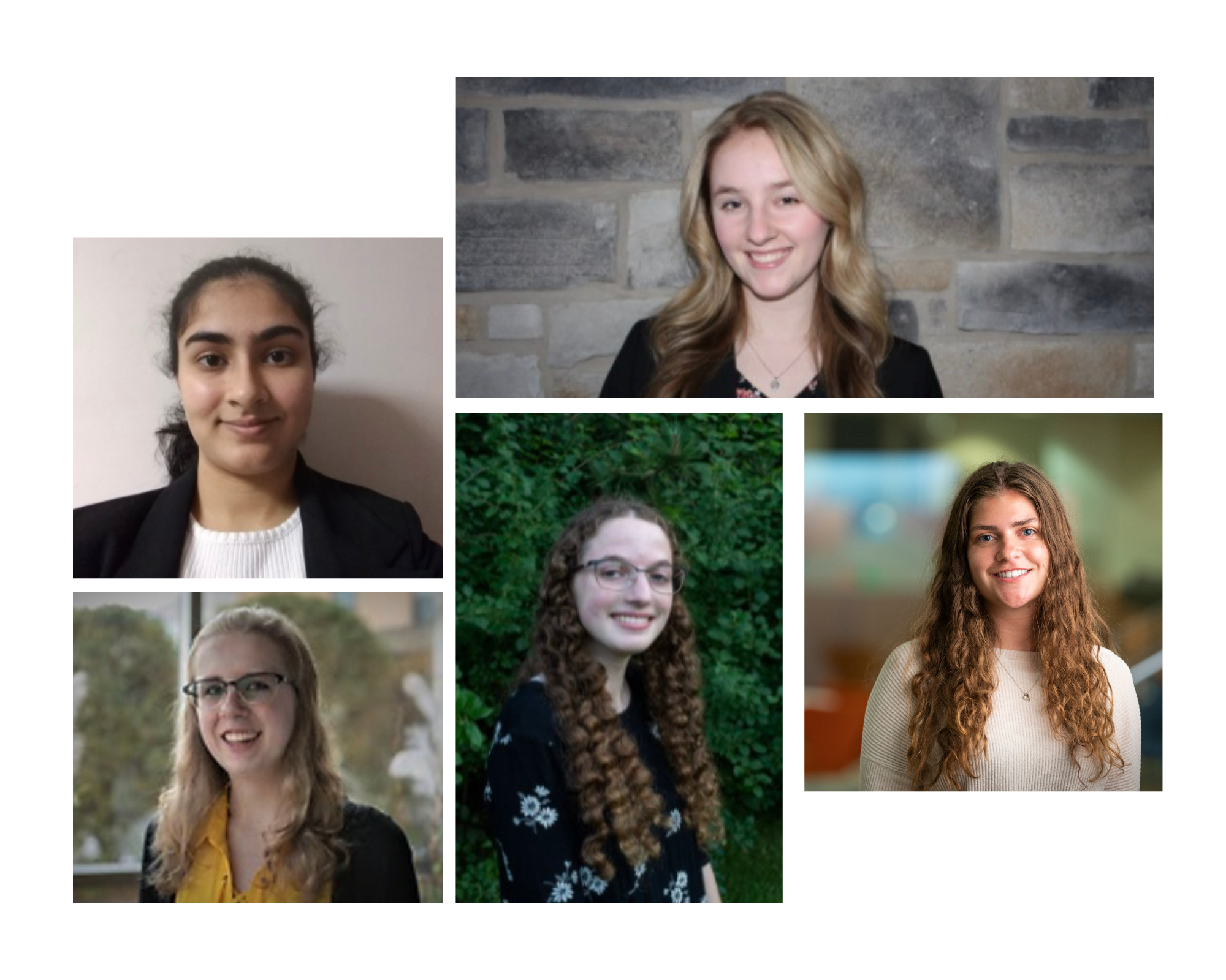Top Left: Sakina Tariq, Top Right: Annika Rossebo, Bottom Left: Elizabeth Wacker, Bottom Middle: Nesya Graupe, and Bottom Right: Lauren Hicks