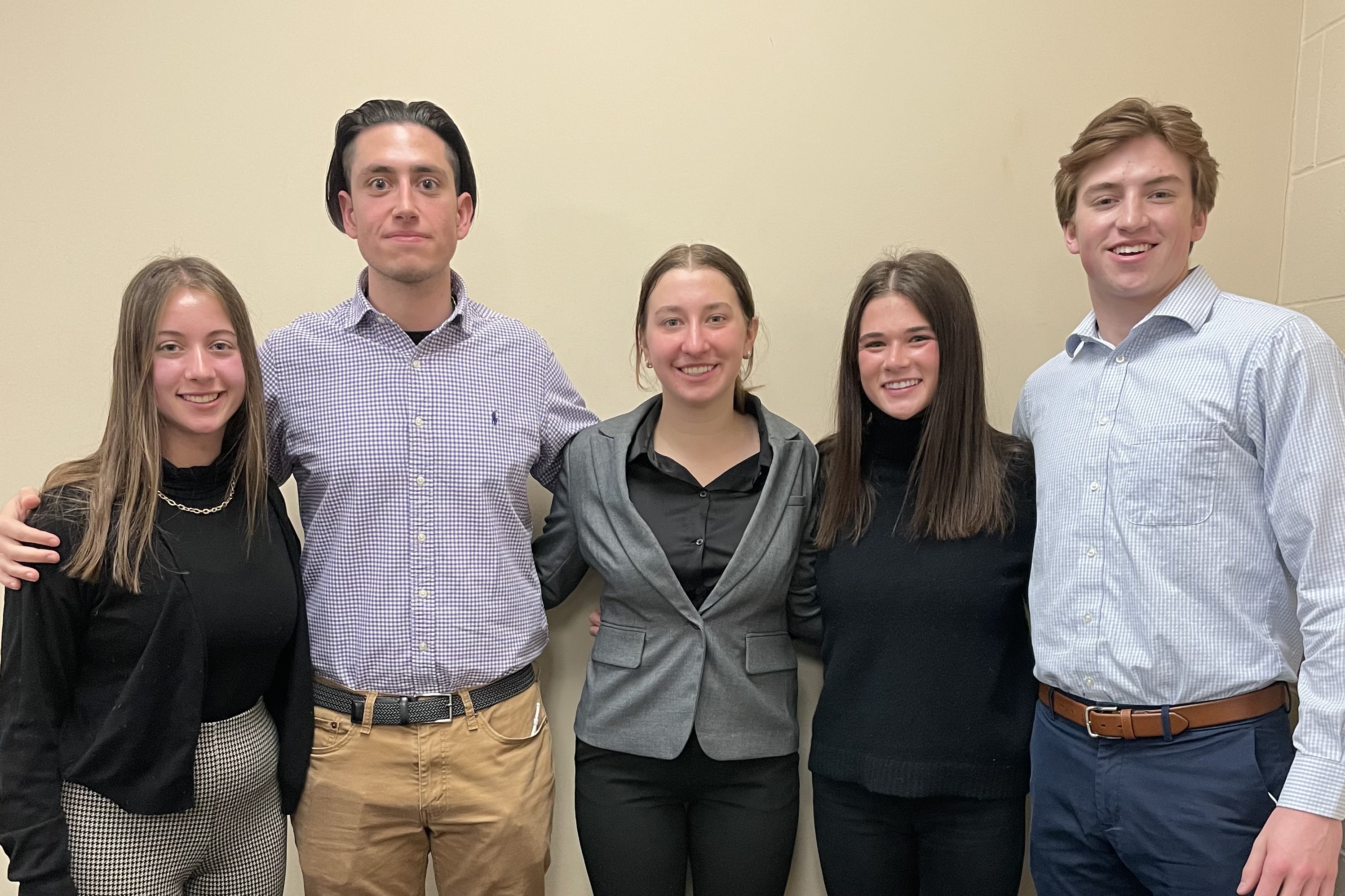 Left to Right: Abbie Stertz, Giovanni Militello, Lily Gallagher, Maddie Kredell, and Ben Smith