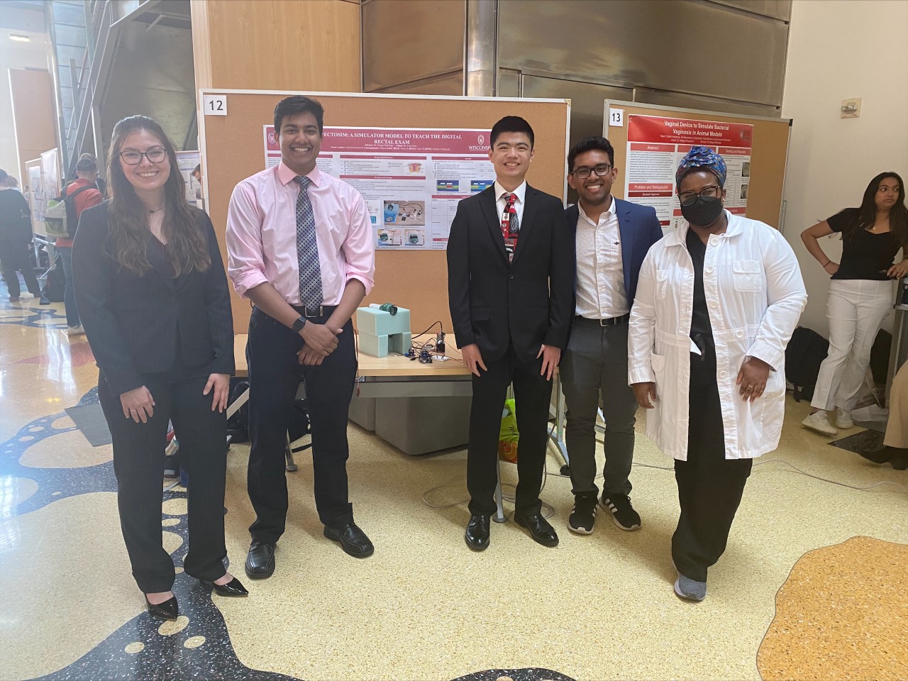 From left to right: Julia Lindahl (Communicator), Lokesh Kumaravel (Team Leader), Tony Tu (BPAG, BSAC), Akshay Vankayala (BWIG), Lisa Jones (Client),