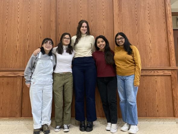 Left to Right: Alex Thao, Elli Hosokawa,Cate Flynn, Fiorella Fernandez, Meghana Kalluri