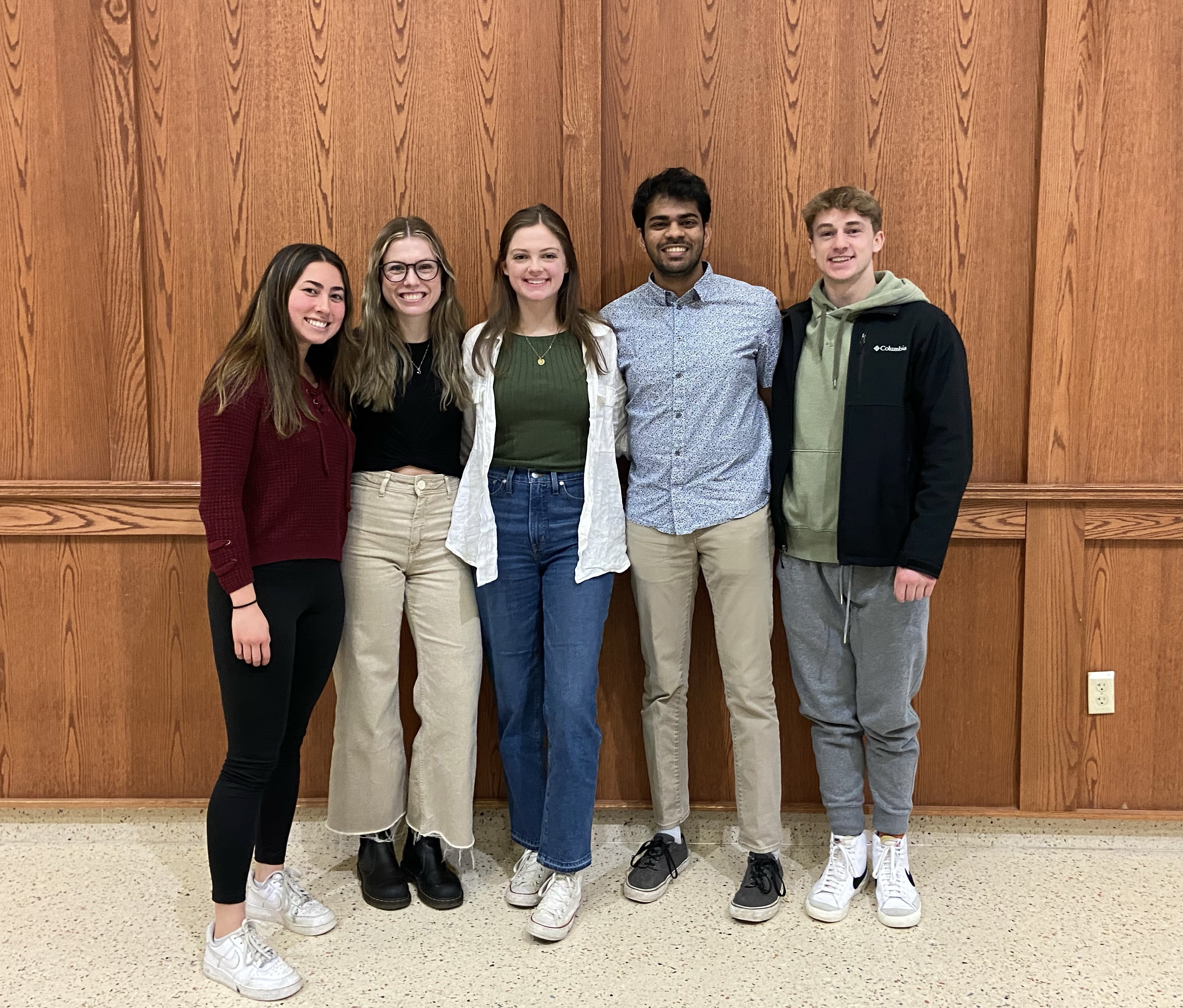 From Left to Right: Nicole Parmenter, Sydney Polzin, Meghan Horan, Joshua Varghese, Joseph Byrne