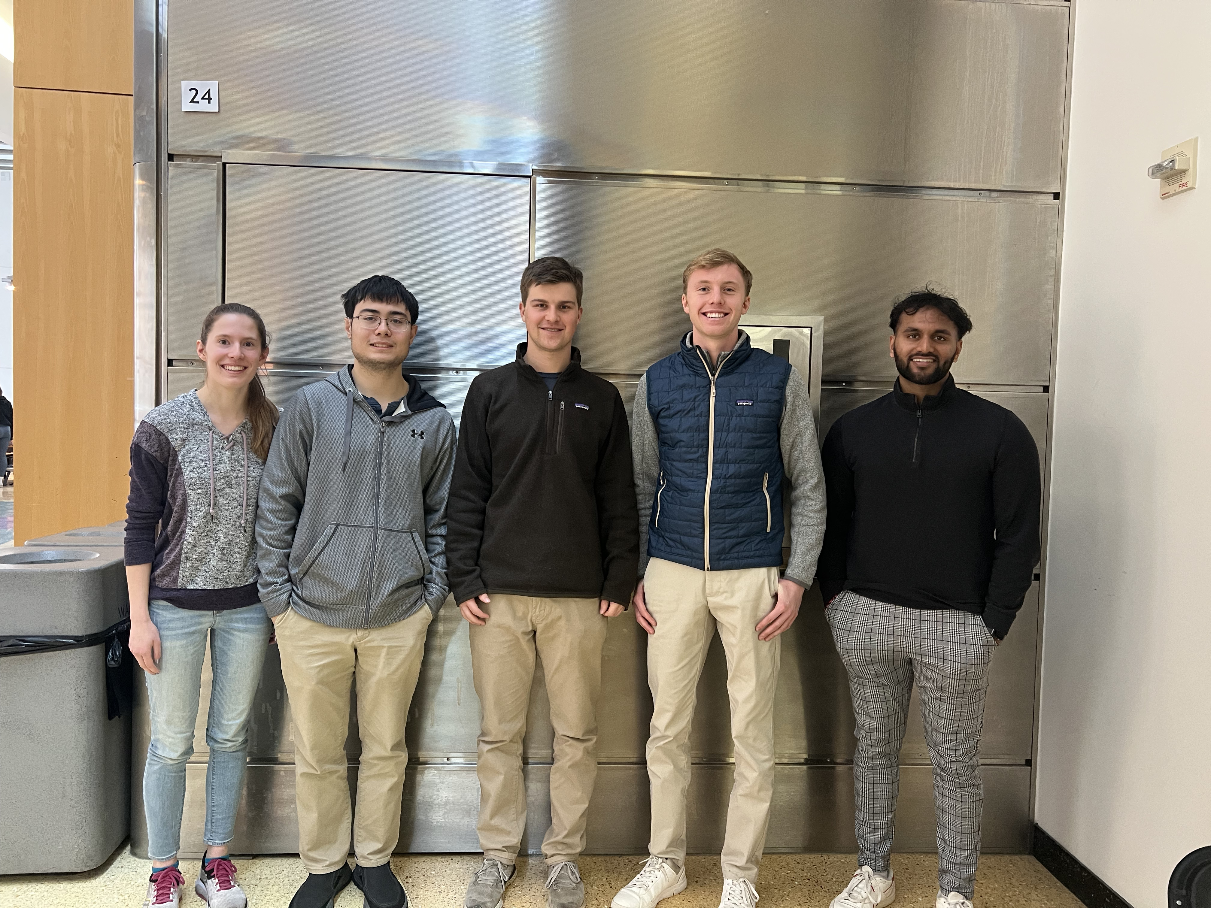 Left to Right: Molly Paras, Logan De Lacy, Peter Wawrzyn, Zach Spears, Srihari Gopalan