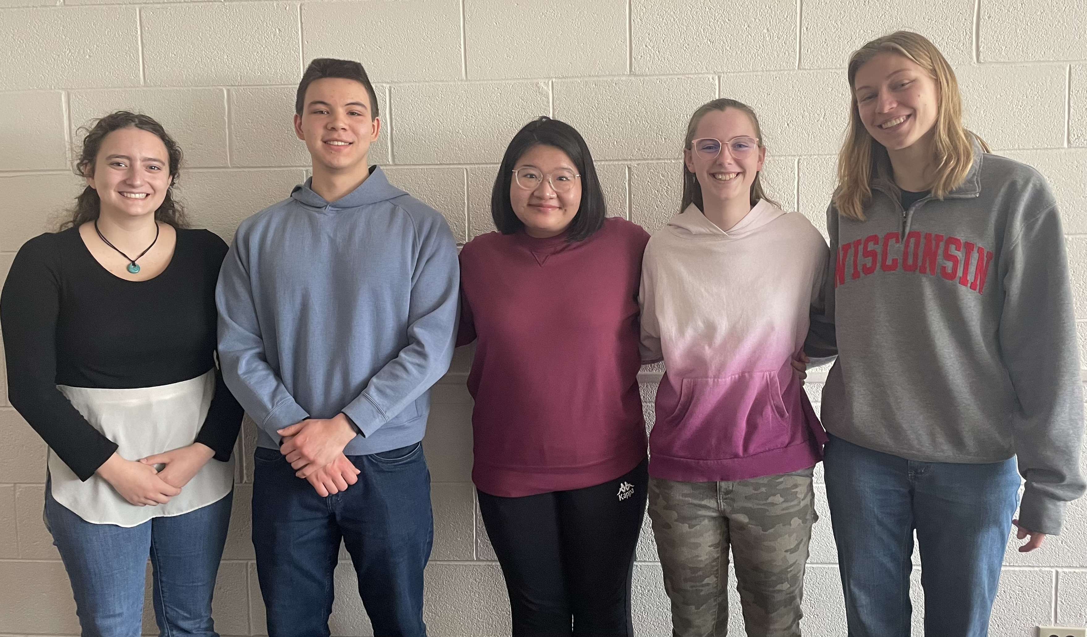 From left to Right: Julia Salita, Ray Steinlage, Althys Cao, Emily Rhine, and Eva Schiltz