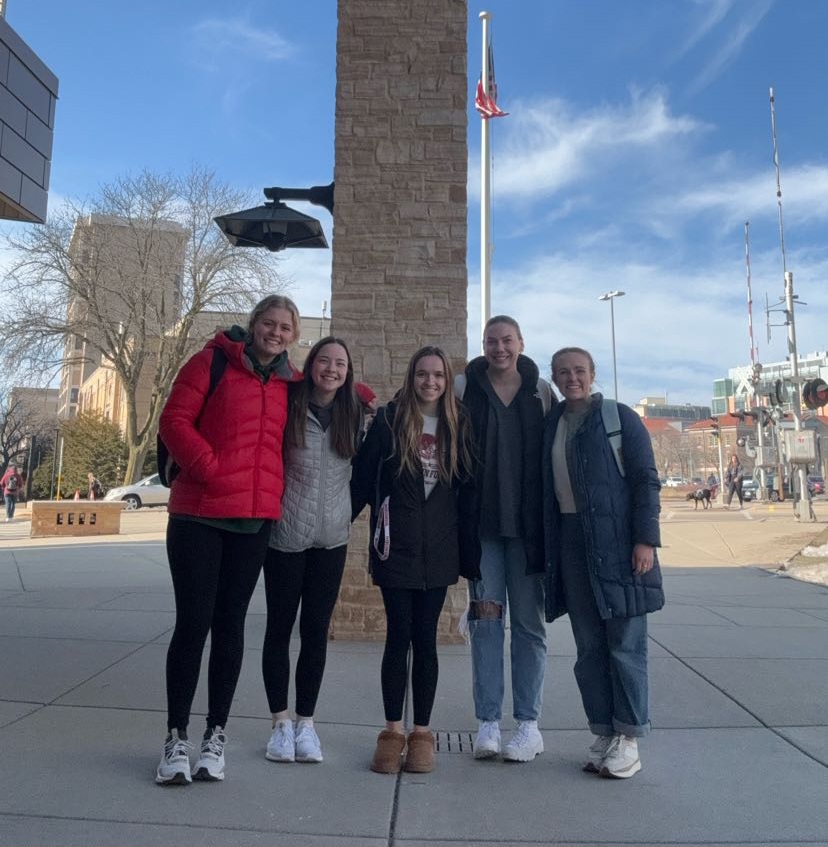 From left to right: Abbylee Maeder, Jodi Lawson, Taylor Brendemuehl, Lindsay Marcinkevich, Claire Kramar