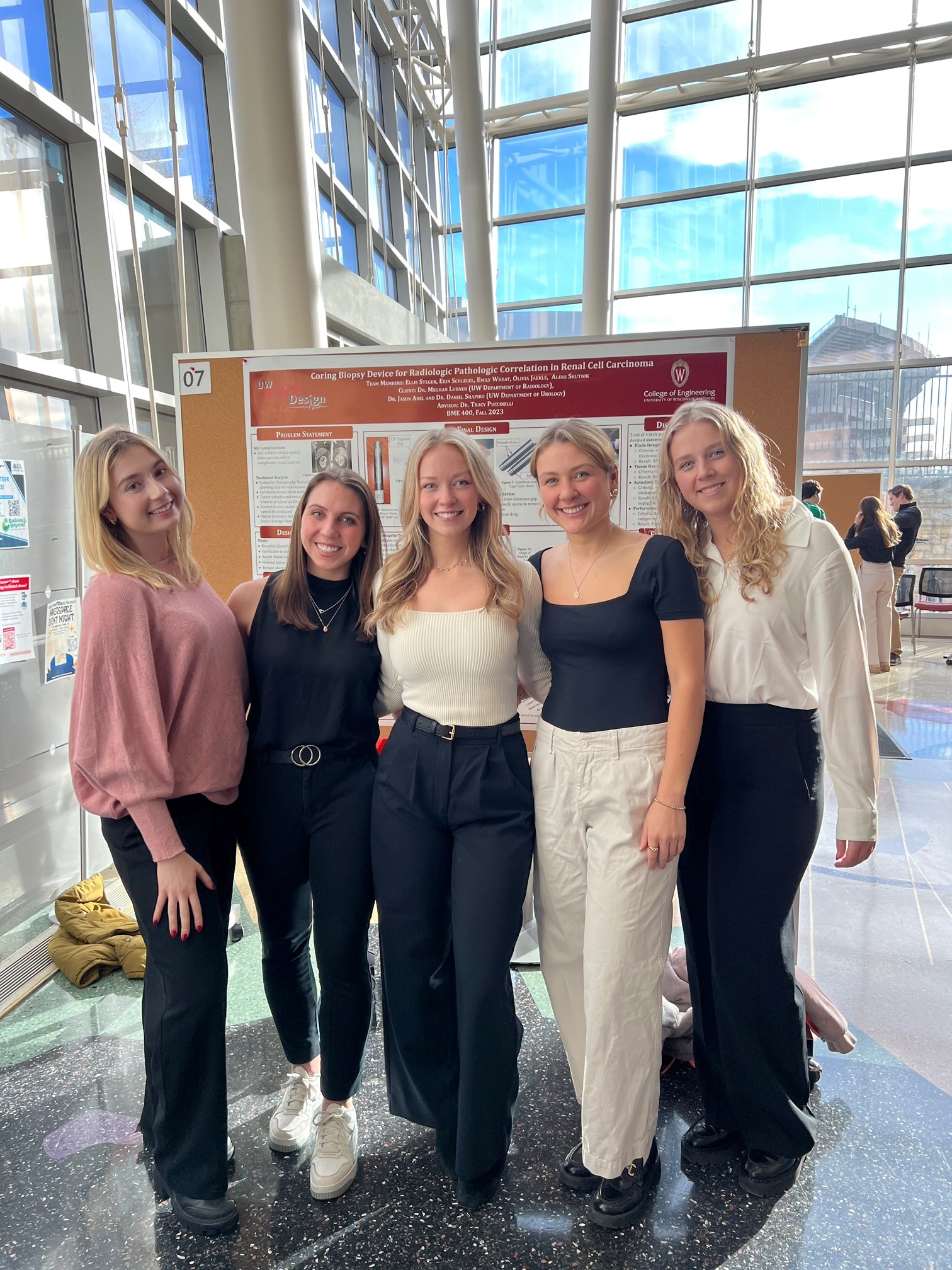 (Left to Right): Olivia Jaekle, Emily Wheat, Aleks Skutnik, Erin Schlegel, Ellie Steger