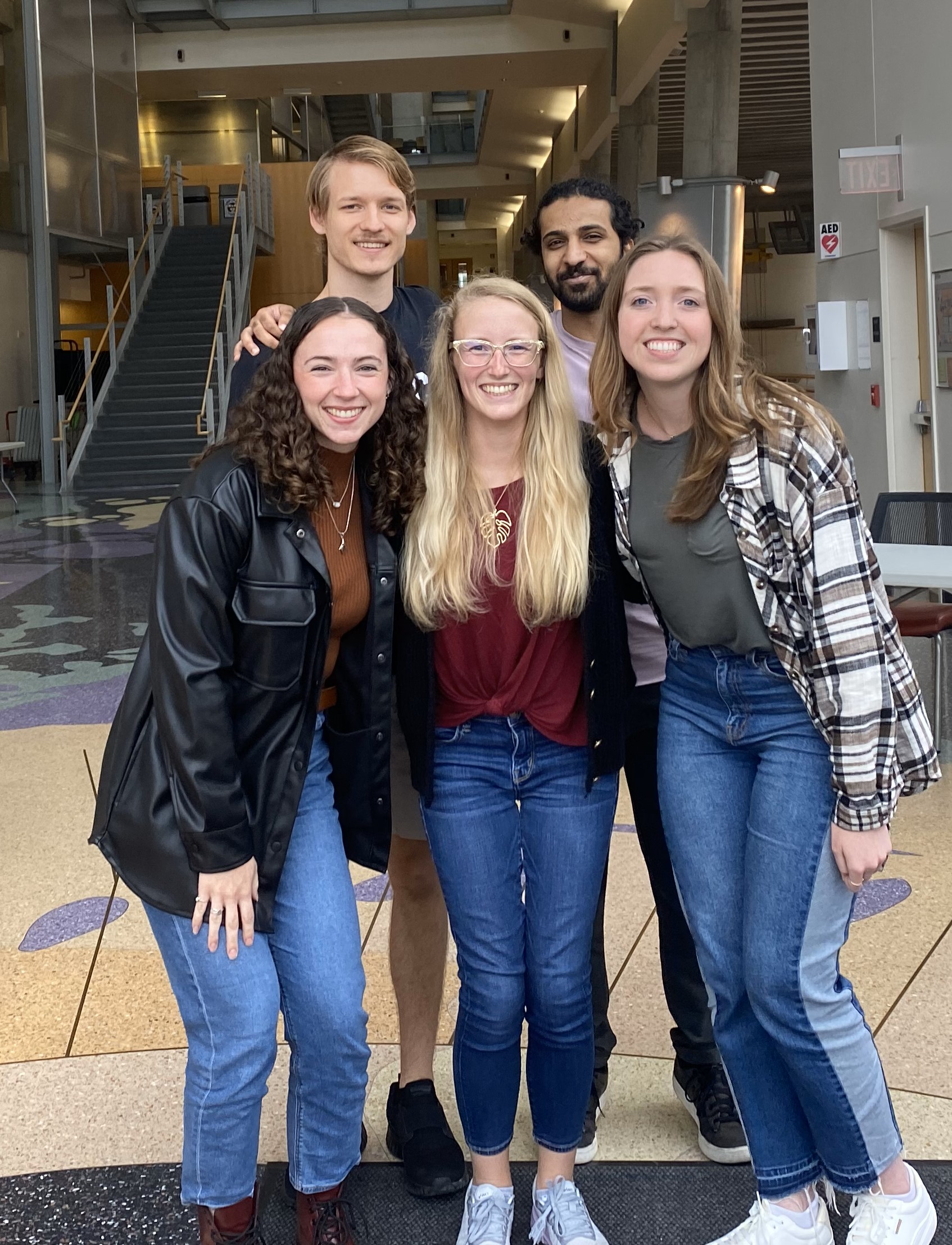 Team Picture: Front (left to right): Meghan Detra, Cora Williams, Anna Mercord. Back (left to right): Joel Nitz, Mustafa Al-Sakhbouri